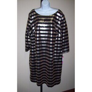 Vince Camuto Formalwear Women's Black and Gold Sequin Dress - Size 20 (13988)
